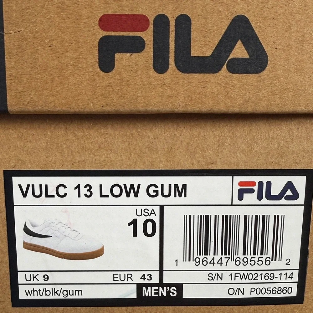 Fila Vulc 13 Low Gum Shoes / Sneakers - NEW Mens 10 ee Wide White - #49768-FLR